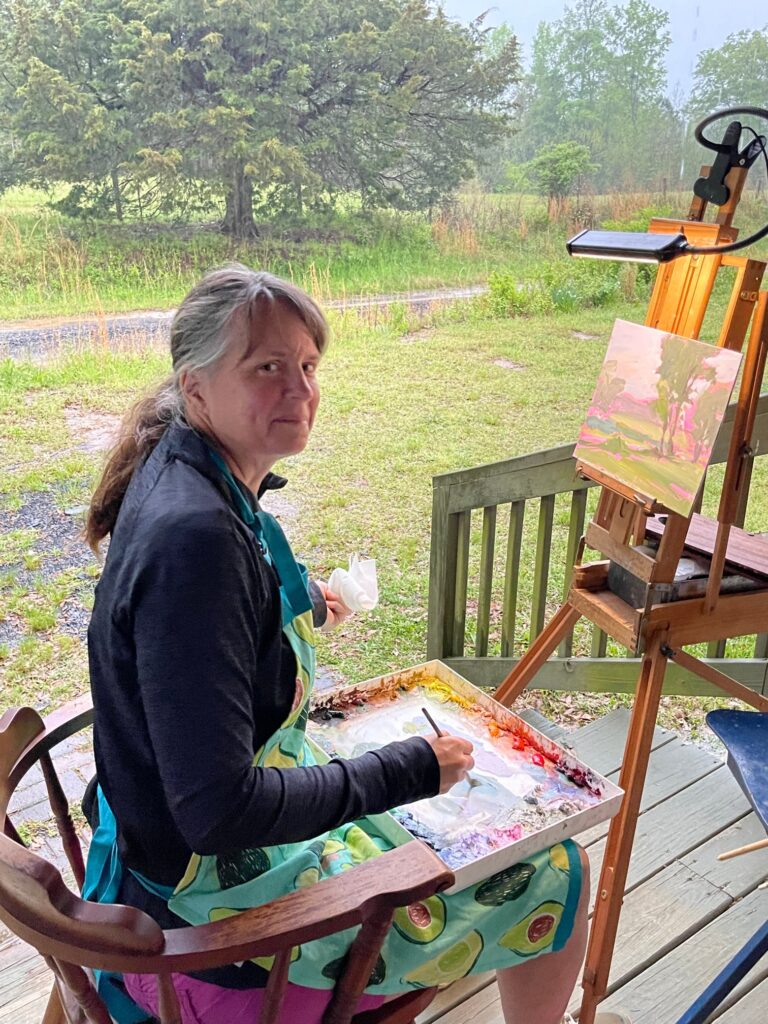 Melissa Crawford with easel