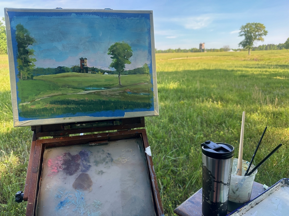 Feels like Spring in Tuscany on easel by Charles Scogins