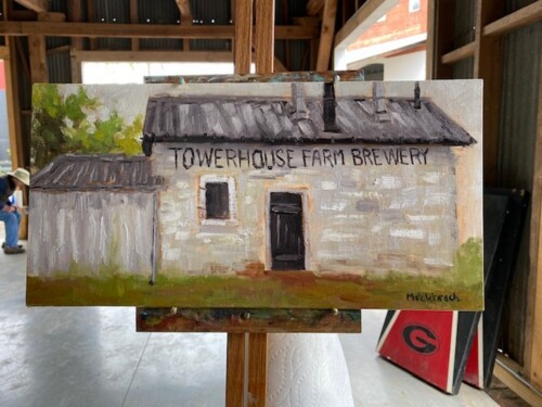 Towerhouse Farm Brewery on easel by Maria Valehrach