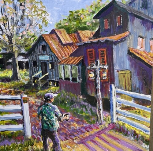 Artist Carrying Coffee by Eleanor Dixon Stecker