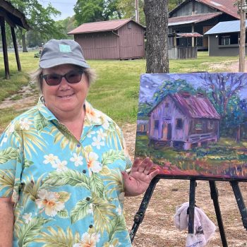 Julie Bowland with Easel
