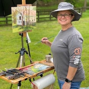 Lisa Swift with Easel