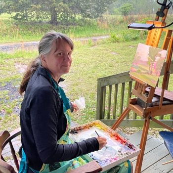 Melissa Crawford with easel