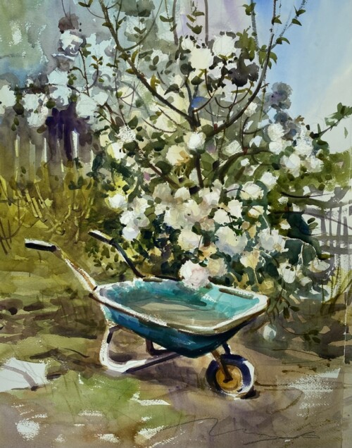 Snow Balls and Wheelbarrow by Mary O Smith